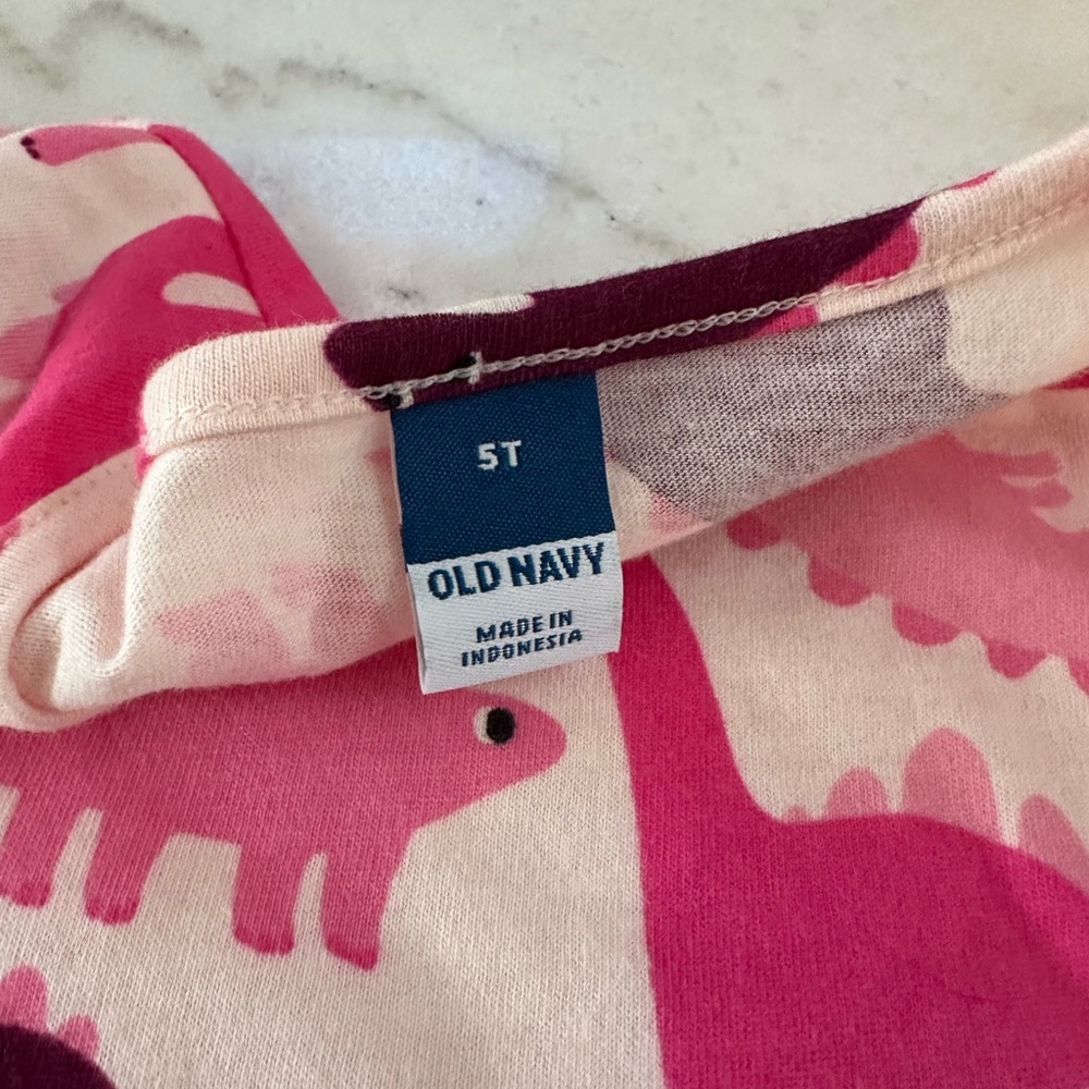 Old Navy Pink Dinosaur Print Kids Casual Dress 🆕 - Picture 4 of 5